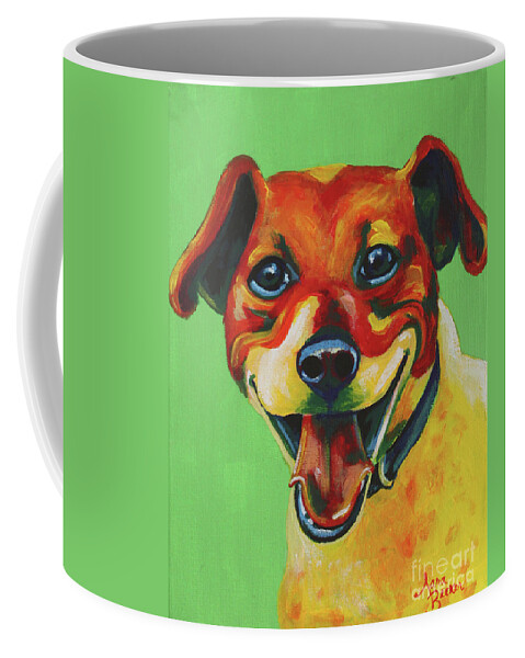 Dog Coffee Mug featuring the painting Disco by Sara Becker