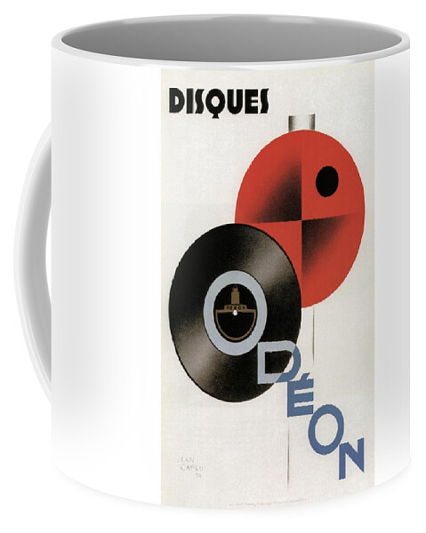 Vintage Coffee Mug featuring the mixed media Disques Odeon - Vintage Advertising Poster by Studio Grafiikka