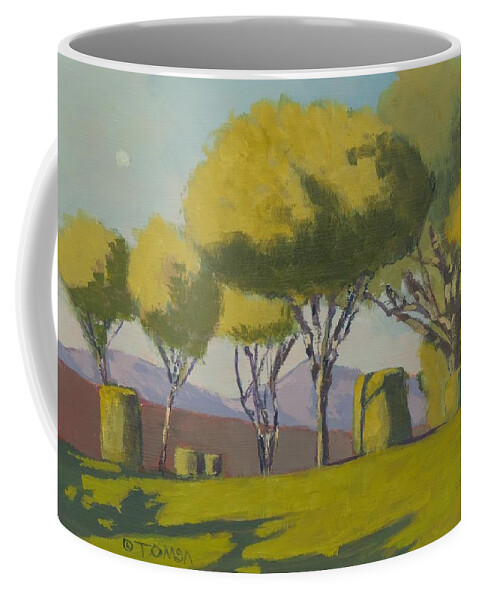 Distant Coffee Mug featuring the painting Distant Mountain - Art by Bill Tomsa by Bill Tomsa