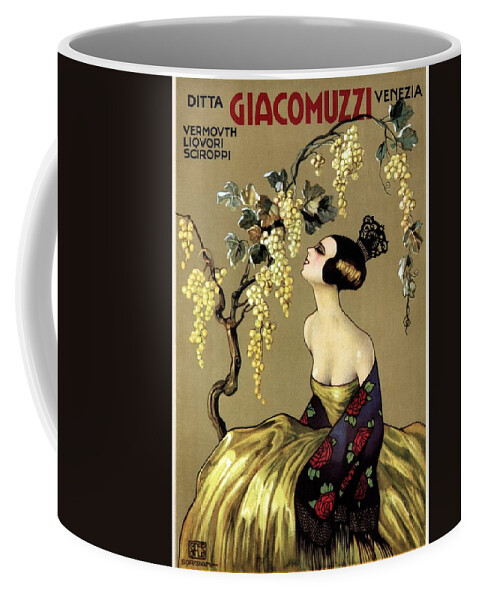 Vintage Coffee Mug featuring the mixed media Ditta Giacomuzzi Venezia - Wine - Vintage Advertising Poster by Studio Grafiikka