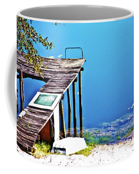 Dock Coffee Mug featuring the photograph Dock of the Lake by Gina O'Brien