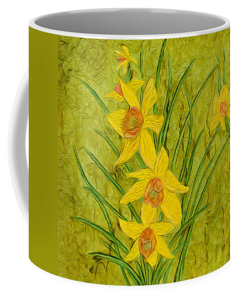 Daffodils Coffee Mug featuring the painting Daffodils Too by Laurie Williams