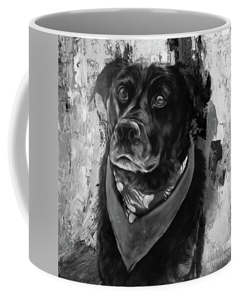 Briton Coffee Mug featuring the painting Dog 09Ui by Gull G