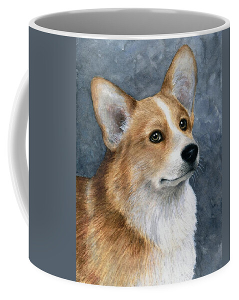 Dog Coffee Mug featuring the painting Dog 89 Corgi by Lucie Dumas