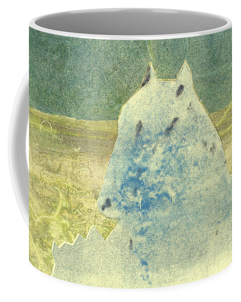 Dog Coffee Mug featuring the relief Dog at the beach 10 by Edgeworth Johnstone