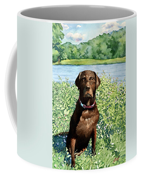 #portrait #dog #watercolor #painting #water #stateparks #hunting Coffee Mug featuring the painting Dog Portrait #1 by Mick Williams