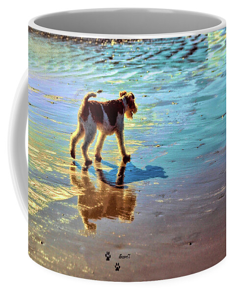  Maine Art Coffee Mug featuring the photograph Doggone Beachy Day by Dennis Baswell