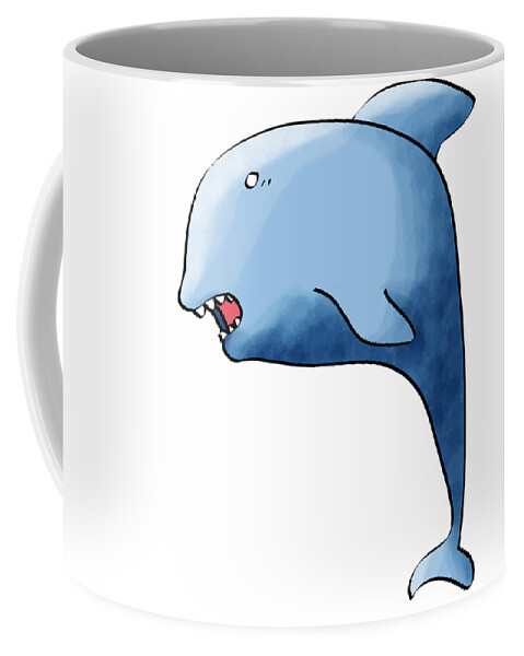 Dolphin Coffee Mug featuring the digital art Dolphin Blue by Piotr Dulski