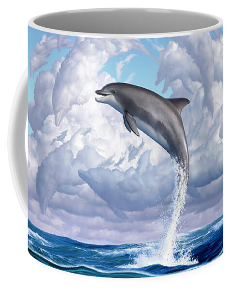Dolphins Coffee Mug featuring the digital art Dolphonic Symphony by Jerry LoFaro