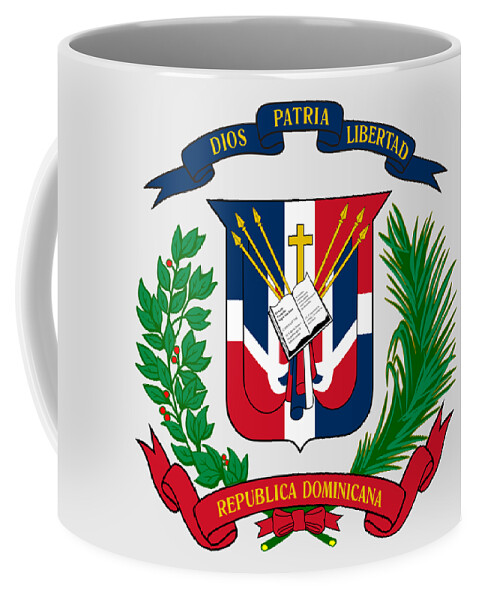 Dominican Republic Coffee Mug featuring the drawing Dominican Republic Coat of Arms by Movie Poster Prints