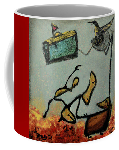 Abstract Illustration Coffee Mug featuring the mixed media Don't Pet My Dog by Donna Blackhall