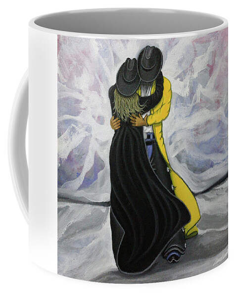 Cowgirl And Cowboy Coffee Mug featuring the painting Don't Worry by Lance Headlee