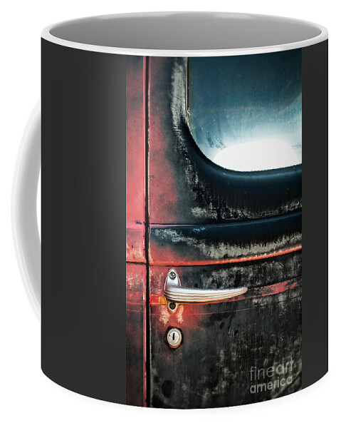 Door Handle Coffee Mug featuring the photograph Door Handle on Weathered Antique Truck by Bryan Mullennix