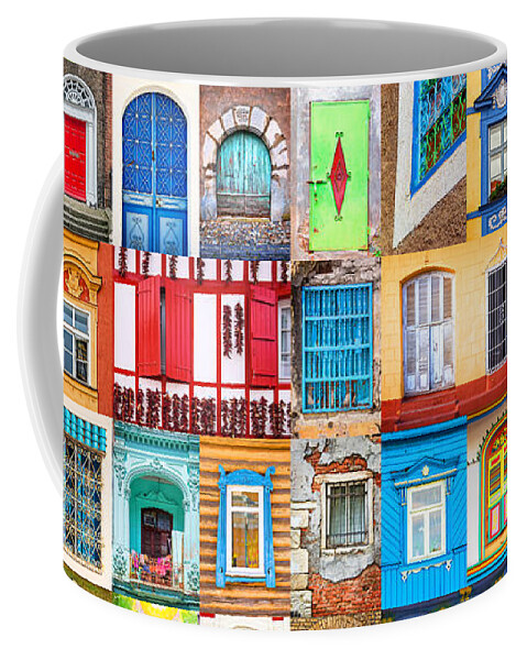 Doors Coffee Mug featuring the photograph Doors and windows of the world by Delphimages Photo Creations