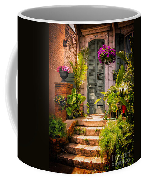 Mysterious Coffee Mug featuring the photograph Doorway-NOLA-Marigny-Vintage by Kathleen K Parker