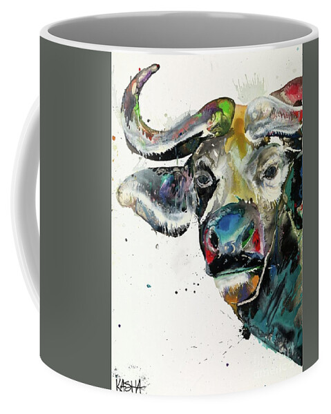 Buffalo Coffee Mug featuring the painting Doppelganger by Kasha Ritter