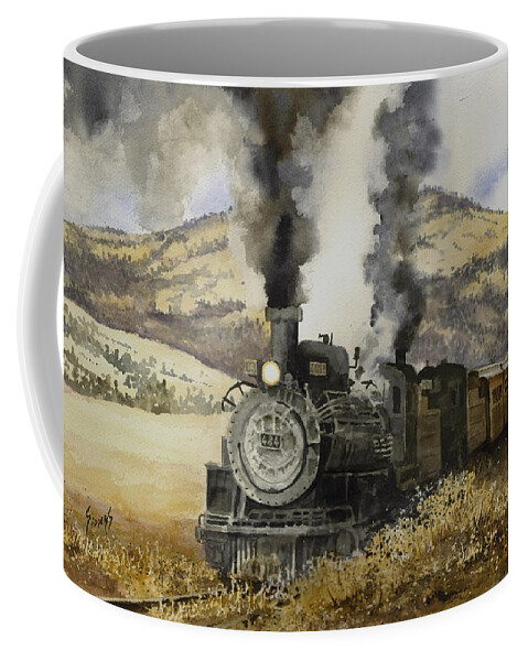 Train Coffee Mug featuring the painting Double Teamin to Cumbres Pass by Sam Sidders