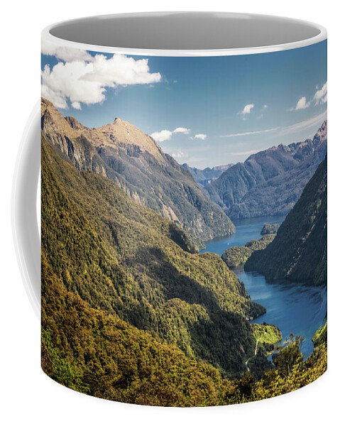 New Zealand Coffee Mug featuring the photograph Doubtful Sound New Zealand from Wilmot Pass by Joan Carroll