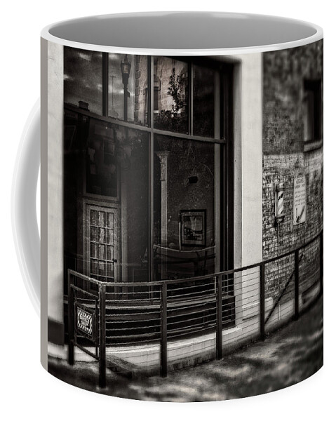 Barber Shop Coffee Mug featuring the photograph Down To The Barber Shop In Black and White by Greg and Chrystal Mimbs