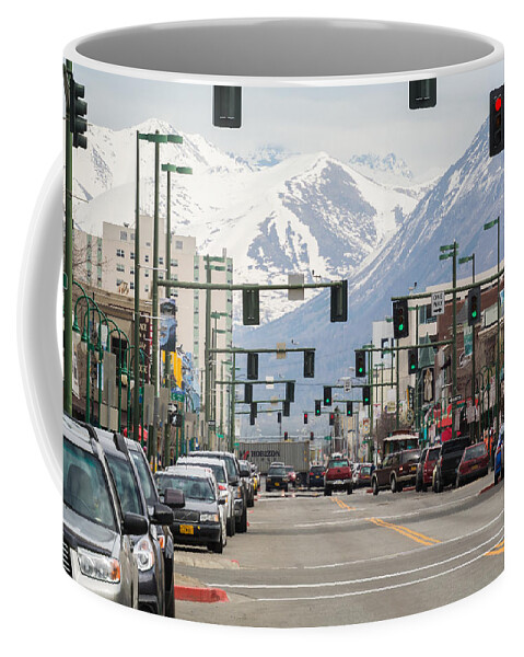 Landscape Coffee Mug featuring the photograph Downtown Anchorage by Charles McCleanon
