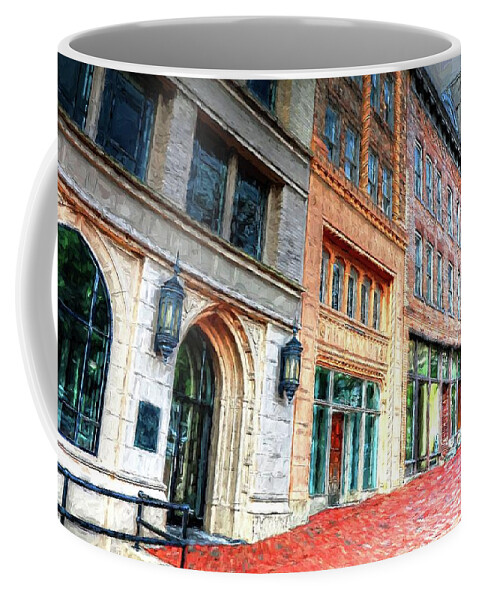 Downtown Asheville City Street Scene Coffee Mug featuring the photograph Downtown Asheville City Street Scene II Painted by Carol Montoya