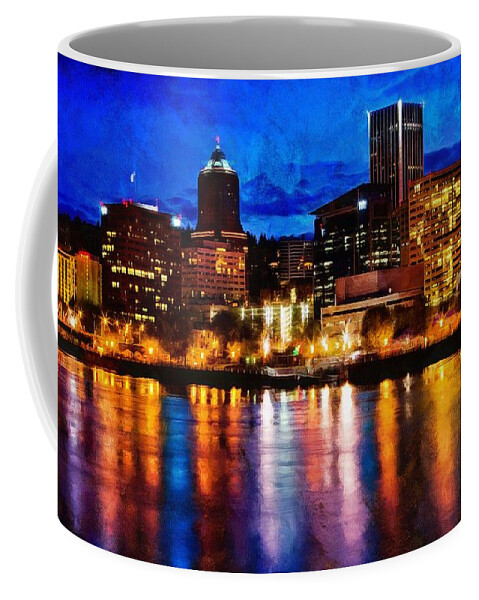 Hdr Coffee Mug featuring the photograph Downtown Portland Skyline At Night by Thom Zehrfeld