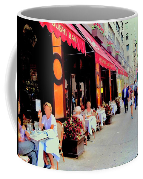 City Coffee Mug featuring the photograph Downtown Sidewalk by Margie Avellino