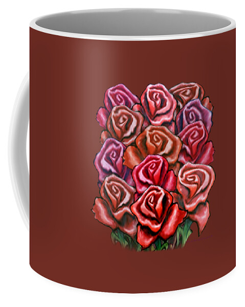 Red Coffee Mug featuring the digital art Dozen Red Roses by Kevin Middleton