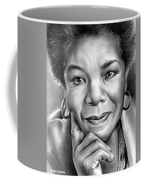 Maya Angelou Coffee Mug featuring the drawing Dr Maya Angelou by Greg Joens