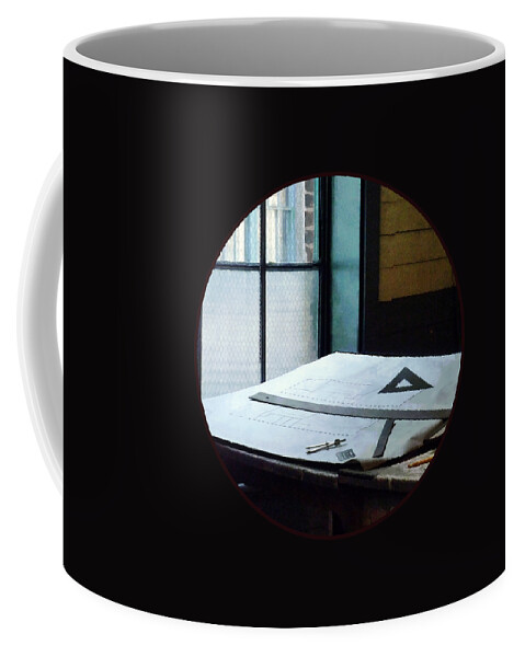Drafting Coffee Mug featuring the photograph Drafting - Triangle Ruler and Compass by Susan Savad