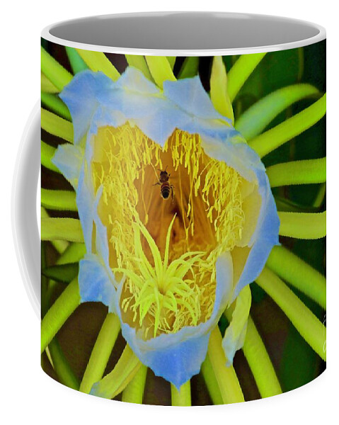 Pitaya Cactus Coffee Mug featuring the photograph Dragon Blossom Visit by Craig Wood