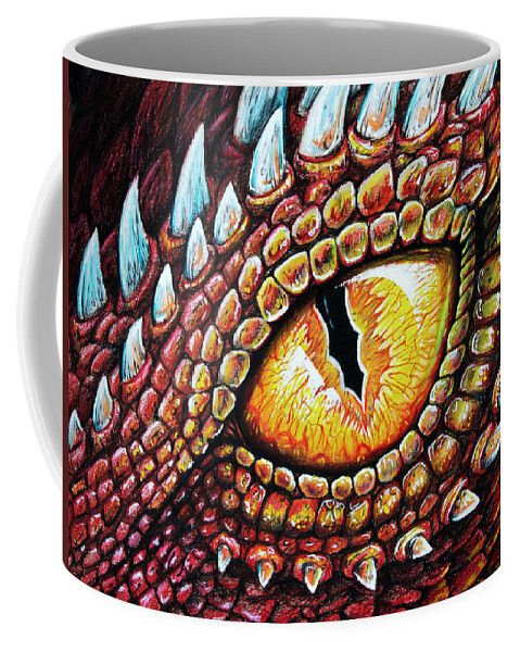 Dragon Coffee Mug featuring the drawing Dragon Eye by Aaron Spong