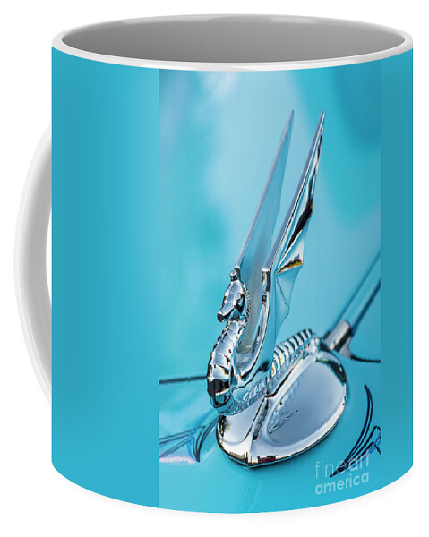 Hood Ornament Coffee Mug featuring the photograph Flying Seahorse Hood Ornament - Classic Car by Gary Whitton