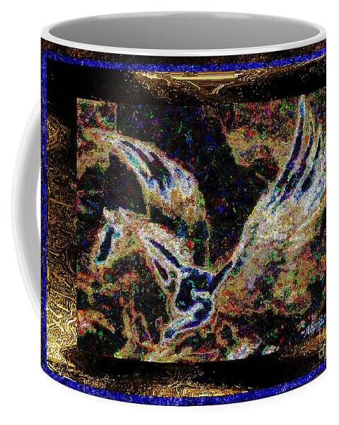 Chromatic Poetics Coffee Mug featuring the mixed media Dream of the Horse with Painted Wings by Aberjhani