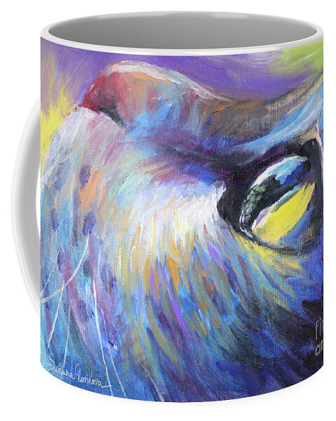 Cute Cat Art Coffee Mug featuring the painting Dreamer Tubby Cat painting by Svetlana Novikova