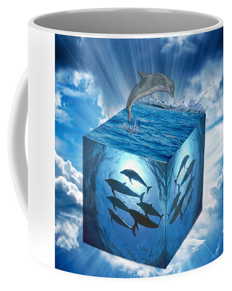 Fantasy Coffee Mug featuring the mixed media Dreaming Of Dolphins by Marvin Blaine