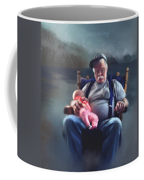 Dreams Coffee Mug featuring the painting Dreaming With Grandpa by Susan Kinney