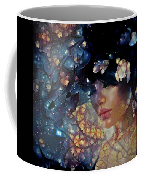 Dreams Coffee Mug featuring the mixed media Dreams of Floral Galaxy by Lilia S
