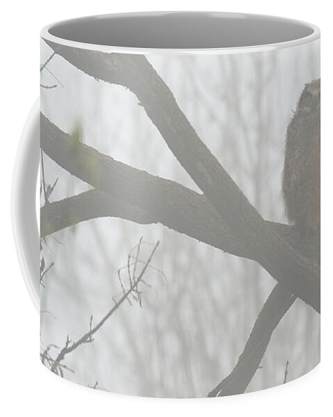 Great Horned Owl Coffee Mug featuring the photograph Dreary Delight by Heather King