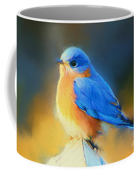 Bluebird Coffee Mug featuring the painting Dressed In Blue by Tina LeCour