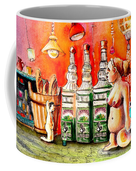 Travel Coffee Mug featuring the painting Drinking Herbs In Cala Ratjada by Miki De Goodaboom