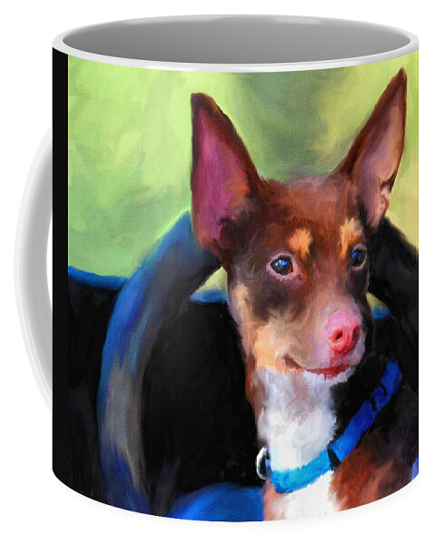Rat Terrier Coffee Mug featuring the painting Driver's Seat by Jai Johnson