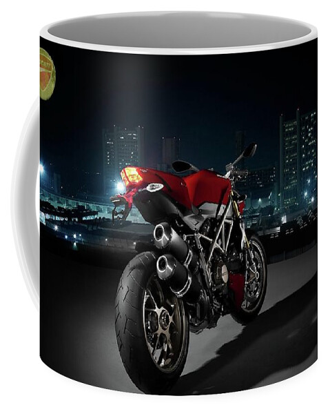 Ducati Coffee Mug featuring the photograph Ducati by Moonlight by Movie Poster Prints