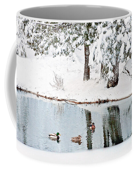 Ducks On The Pond Coffee Mug featuring the photograph Ducks on the Pond by Gwen Gibson