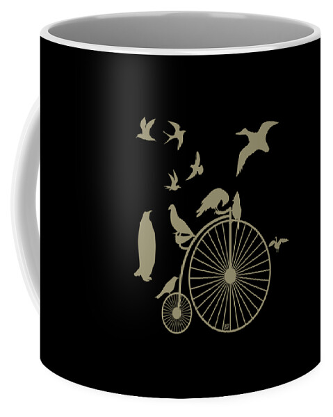 Birds Coffee Mug featuring the digital art Dude the Birds are Flocking Tan Transparent Background by Barbara St Jean