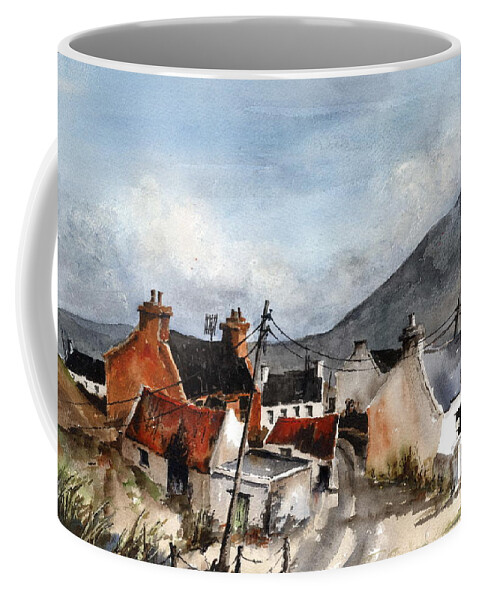 Ireland Coffee Mug featuring the painting F 701 Dugort Clachan Achill Mayo by Val Byrne