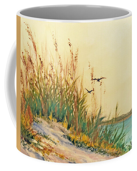 Seashore Coffee Mug featuring the painting Dunes Along the Intercoastal by Deborah Ferree