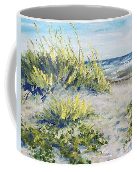 Sea Coffee Mug featuring the painting Dunes of Sea Grass by Deborah Ferree