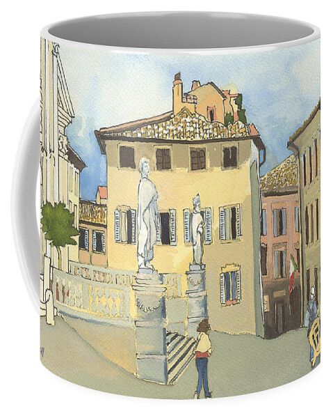 Landscape Coffee Mug featuring the painting Duomo - Urbino  by Joan Cordell