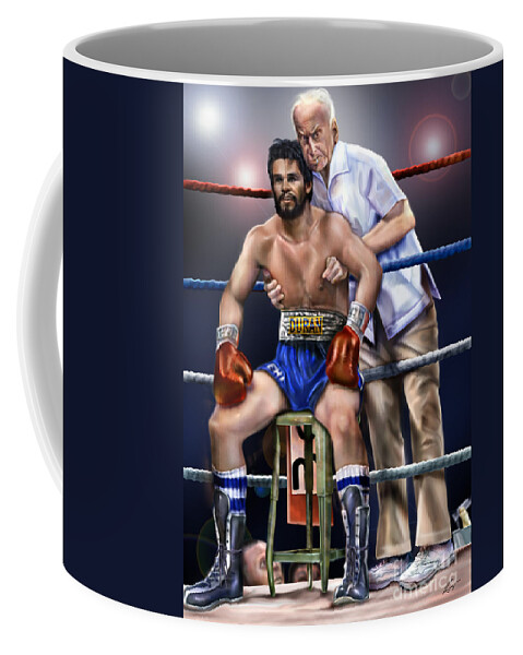 Roberto Duran Coffee Mug featuring the painting Duran Hands of Stone 1A by Reggie Duffie